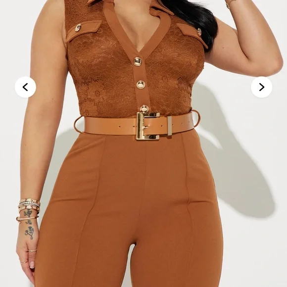 Fashion Nova Elegant Tan Women's Jumpsuit Size 2x - Picture 3 of 9
